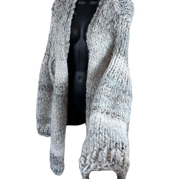 Extra Chunky Hand Knit Open Front Long Cardigan Sweater - Picture 5 of 10